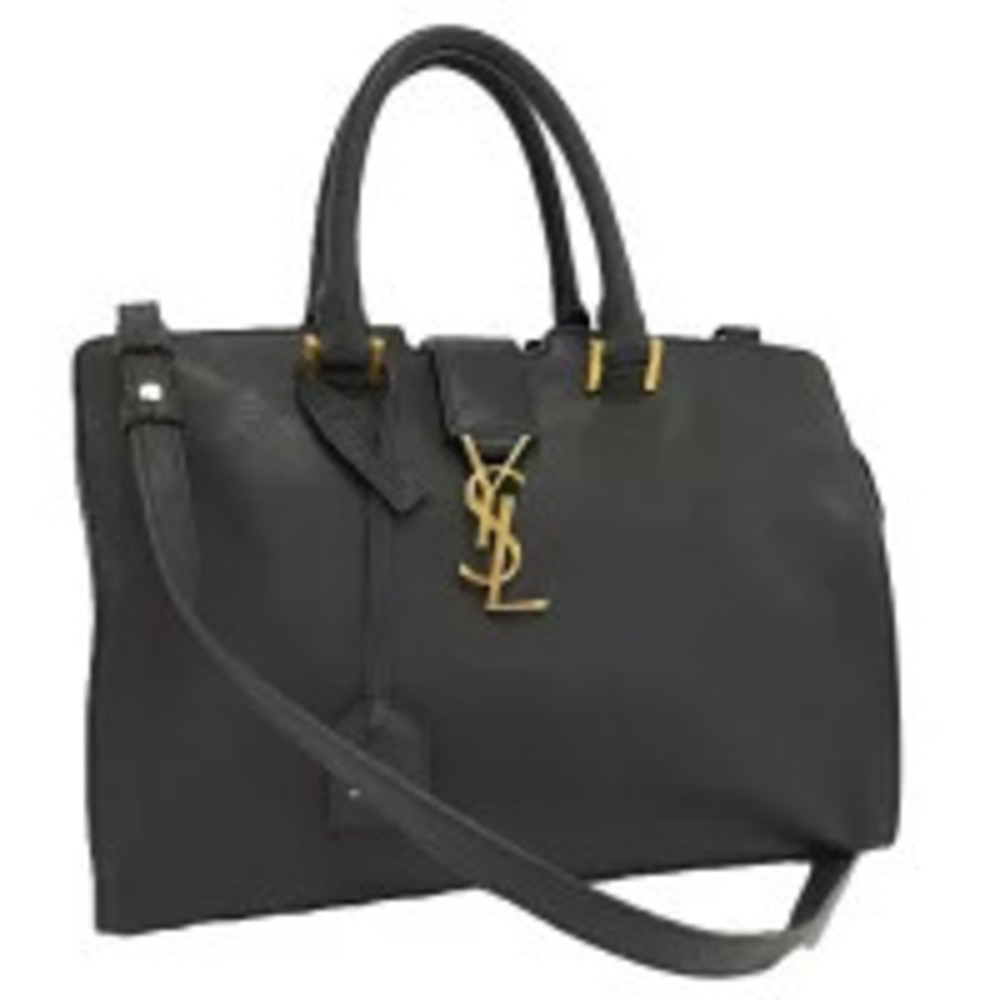 SAINT LAURENT Cabas Bag Shoulder Leather Black